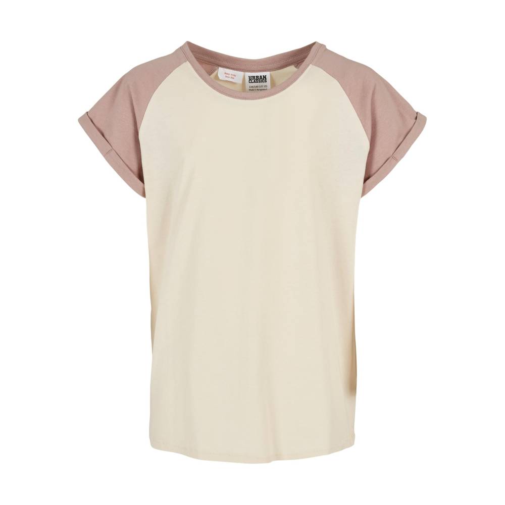 Urban Classics - Contrast Raglan Kinder TShirt - Beige/Rosa